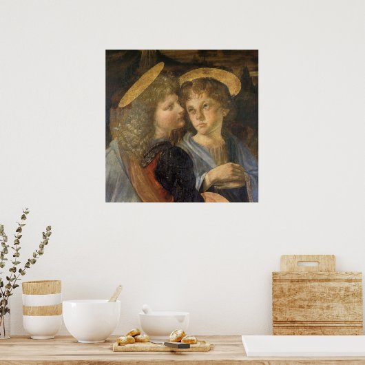 Baptisme van Christus Angels door Leonardo da Vinc Poster (Keuken)