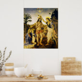 Baptisme van Christus door Da Vinci en Verrocchio Poster (Keuken)