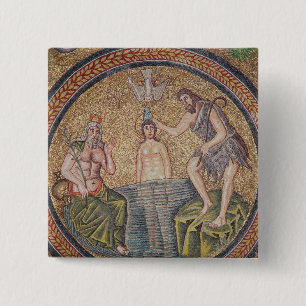 Baptisme van Christus door John de Baptist Vierkante Button 5,1 Cm