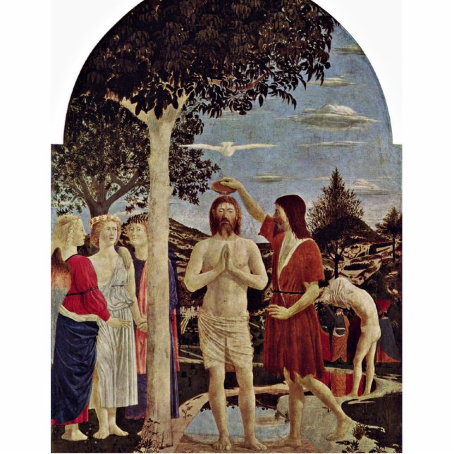 Baptisme van Christus door Piero Della Francesca Staand Fotobeeldje (Voorkant)