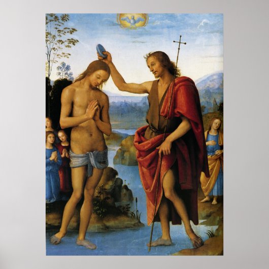 Baptisme van Christus door Pietro Perugino Poster (Voorkant)