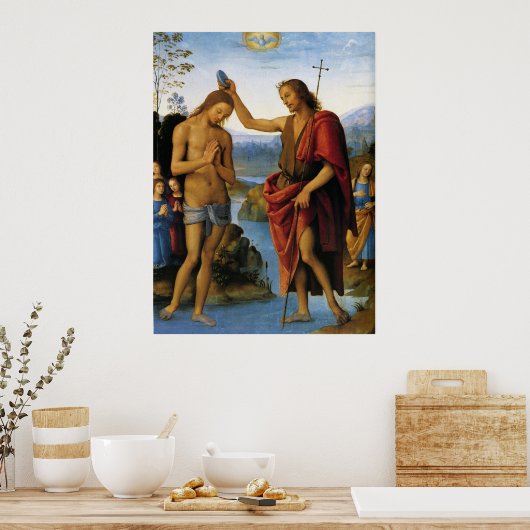 Baptisme van Christus door Pietro Perugino Poster (Keuken)