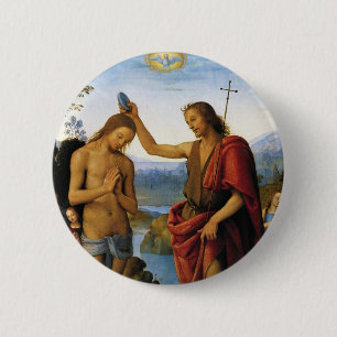 Baptisme van Christus door Pietro Perugino Ronde Button 5,7 Cm