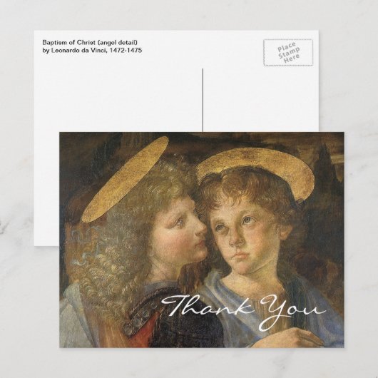 Baptisme van Christus (engelen) door Leonardo da V Briefkaart (Voorkant / Achterkant)