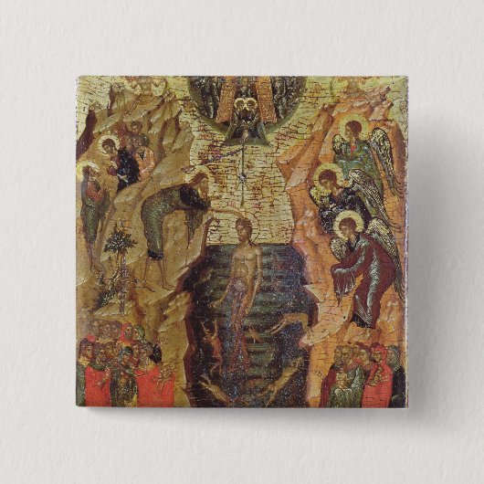 Baptisme van Christus uit Sandzak Vierkante Button 5,1 Cm (Voorkant)