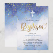 Baptisme van de blauwe en gouden Waterverf Kaart (Voorkant / Achterkant)
