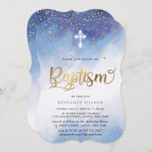Baptisme van de blauwe en gouden Waterverf Kaart (Voorkant / Achterkant)