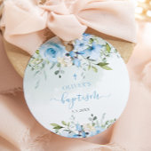 Baptisme van de blauwe florale baby bedankjes labels