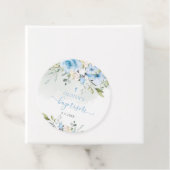 Baptisme van de blauwe florale baby bedankjes labels (In situ)