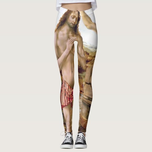 Baptisme van Jezus Christus door Leonardo Da Vinci Leggings (Voorkant)