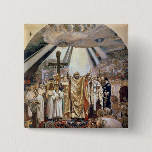 Baptisme van Rus, 1885-96 Vierkante Button 5,1 Cm (Voorkant)