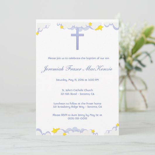 Baptisme van wolken en sterren kaart (Staand voorkant)