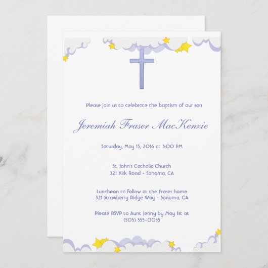 Baptisme van wolken en sterren kaart (Voorkant / Achterkant)