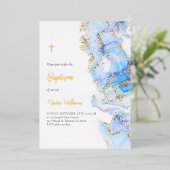 Baptisme vloeibare marmer folie uitnodiging (Staand Voorkant)