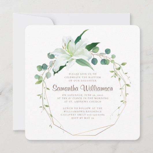 Baptisme voor haar geometrische en moderne, witte  kaart (Voorkant)