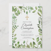 Baptisme voor haar | Goud cross-Greenery Foliage L Kaart (Voorkant)
