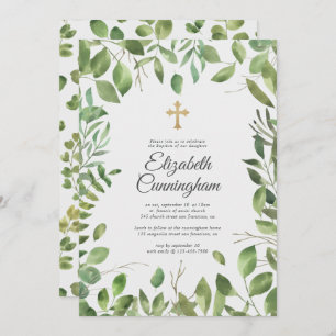Baptisme voor haar   Goud cross-Greenery Foliage L Kaart