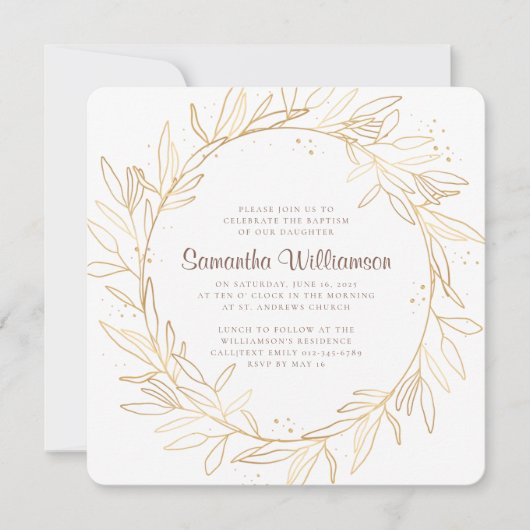 Baptisme voor haar gouden olievlek kaart (Voorkant)