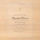 Baptisme voor haar | Minimalistisch goud Acryl Uitnodigingen (Voorkant)