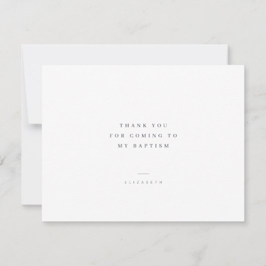 Baptisme voor haar moderne, minimalistische aangep bedankkaart (Achterkant)