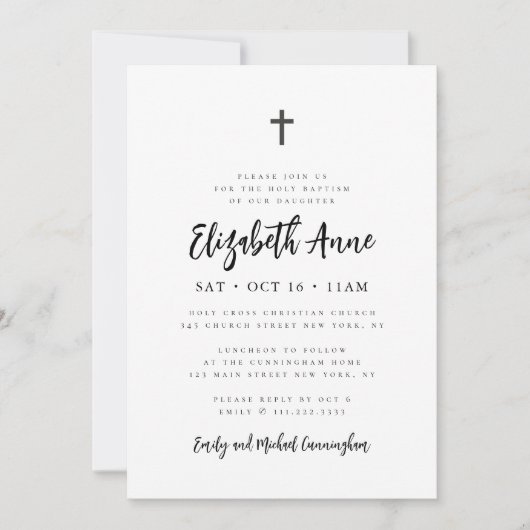 Baptisme voor haar moderne minimalistische kruis kaart (Voorkant)