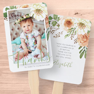 Baptisme voor haar moderne Waterverf Floral bedank Handwaaier