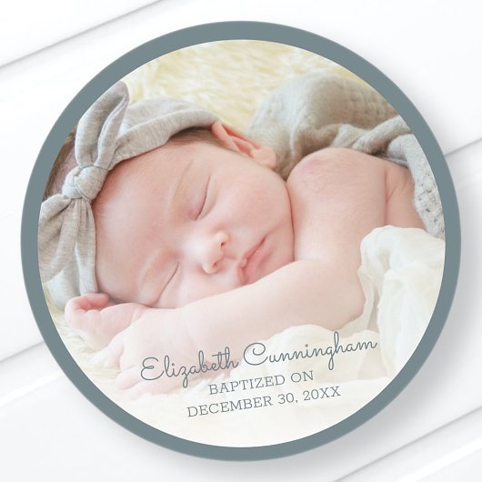 Baptisme voor haar | Simple Baby Girl-foto Ronde Sticker