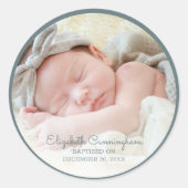 Baptisme voor haar | Simple Baby Girl-foto Ronde Sticker (Voorkant)