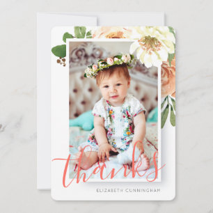 Baptisme voor haar Waterverf Floral Bedankkaart