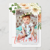 Baptisme voor haar Waterverf Floral Bedankkaart (Voorkant / Achterkant)