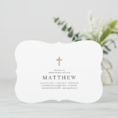 Baptisme voor hem | Eenvoudig en modern Gold Cross Kaart (Staand voorkant)