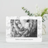 Baptisme voor hem | Eenvoudige foto grijze vulling Save The Date (Staand voorkant)