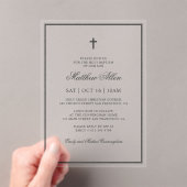 Baptisme voor hem | Elegant Classic Cross Acryl Uitnodigingen (Insitu (Draagbaar))