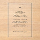 Baptisme voor hem | Elegant Classic Cross Acryl Uitnodigingen (Voorkant)