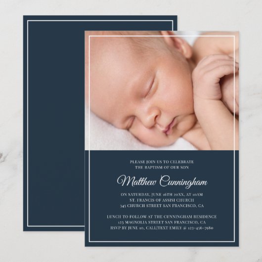 Baptisme voor hem | Modern eenvoudig Lijst Kaart (Voorkant / Achterkant)