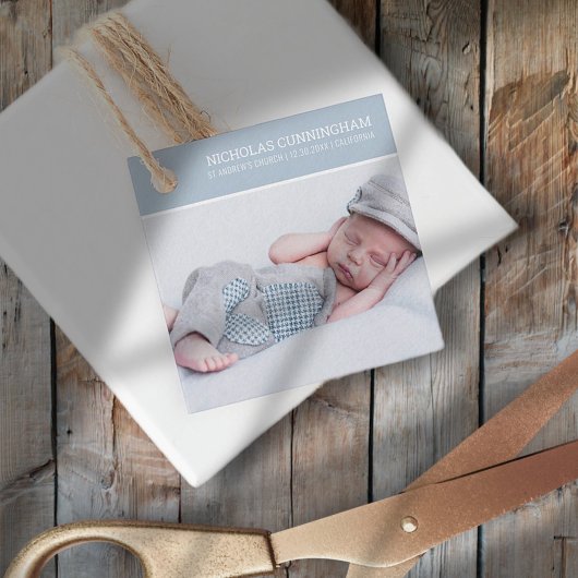 Baptisme voor hem | Moderne Eenvoudige aangepaste  Bedankjes Labels