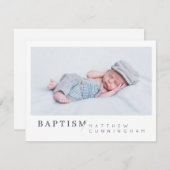 Baptisme voor hem moderne, minimalistische aangepa bedankkaart (Voorkant / Achterkant)