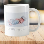 Baptisme voor zijn moderne, minimalistische fotona koffiemok<br><div class="desc">Het ontwerp bestaat uit een leuke en speelse typografie met een sans serif- en serif-lettertype. Voeg een douanefoto toe.</div>