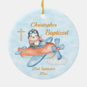 Baptisme Waterverf Baby Penguin-vliegtuig Keramisch Ornament (Achterkant)