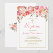 Baptisme Waterverf Floral Blush Pink Rose Kaart (Voorkant / Achterkant)