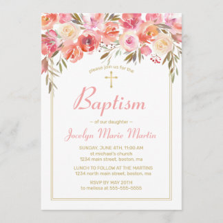 Baptisme Waterverf Floral Blush Pink Rose Kaart