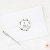 Baptisme Waterverf Foliage Botanische kruisfoto Ronde Sticker (Envelop)