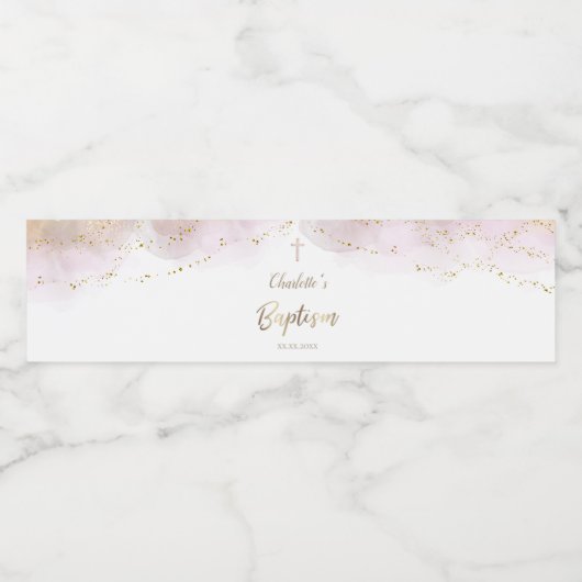 Baptisme | waterverf splash waterfles etiket (Enkel label)