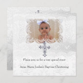 Baptisme White Lace Photo Jewel Cross Kaart (Voorkant / Achterkant)