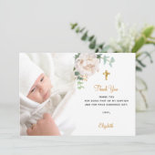 Baptisme witte goudfoto bedankt! kaart (Staand voorkant)