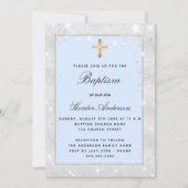 Baptisme zilverblauw boetseerschrift kaart (Voorkant)