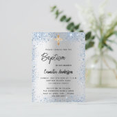 Baptisme zilverblauw jongetkruis uitnodiging briefkaart (Staand voorkant)