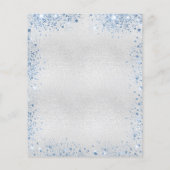 Baptisme zilveren glitter blue boy budget uitnodig flyer (Achterkant)