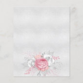 Baptisme zilveren roze bloemenmeisje uitnodiging v flyer (Achterkant)