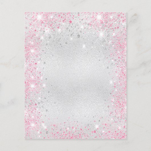 Baptisme zilveren roze meisje floral glitter uitno (Achterkant)